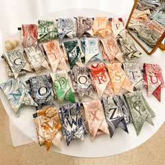 Retro Print Small Silk Scarves Hair Ties Slim Ribbons Scarves Ties