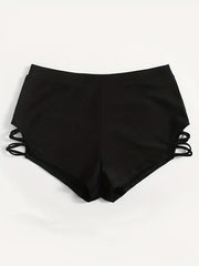 Criss Cross Side Swimwear Shorts High Stretch