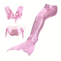 Girl's Mermaid Swimsuit 3pcs Bikini Set & Tail Costume