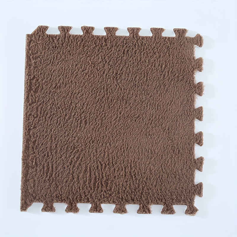 12pcs Plush Puzzle Foam Floor Mat Interlocking Carpet Rug