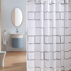 Small Checkered PEVA Shower Curtain Waterproof Bath Curtain