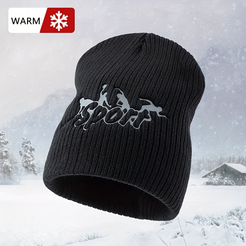 Sport Letter Knitted Hat Beanie... Cycling Coldproof Hat Skiing Hat