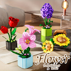 Flower Building Blocks Sunflower Lily Rose Models for Home Decor