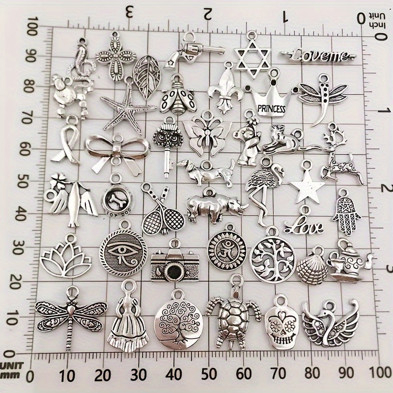 50pcs Silvery Metal Charms Pendants for DIY Necklace Bracelet Making
