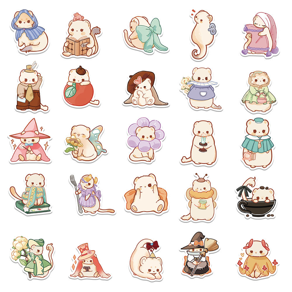 50 Sheets Cute Cartoon Squirrel Stickers Waterproof Non Slip for Notebooks Cups