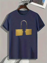 Lock Pattern Print Men's Sports T-shirt