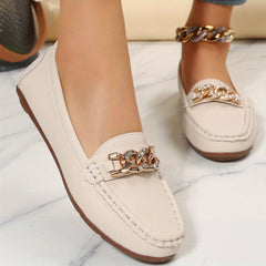 Women's Chain Loafers Rhinestone Slip-on Casual Shoes