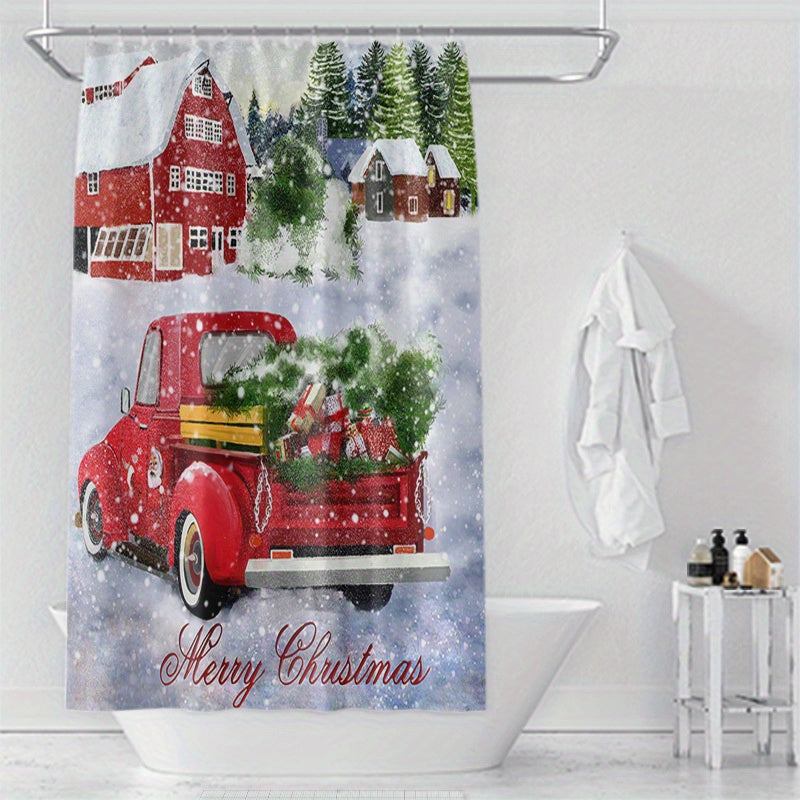 1p Waterproof Christmas Style Shower Curtain - Bathroom Decor and Privacy