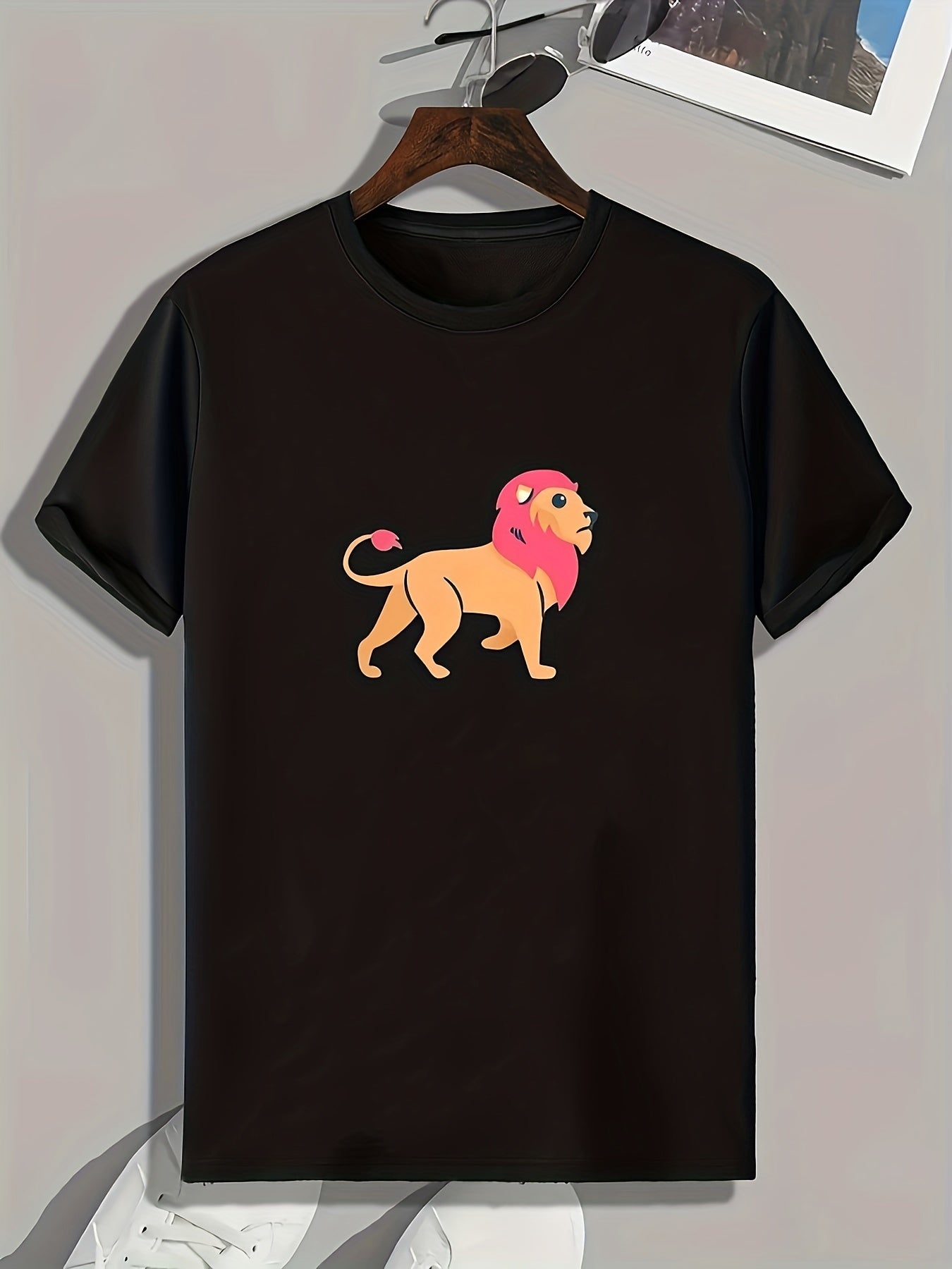 Lion Pattern Print Men's Sports T-shirt Summer Fitness Clothing