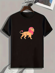 Lion Pattern Print Men's Sports T-shirt Summer Fitness Clothing