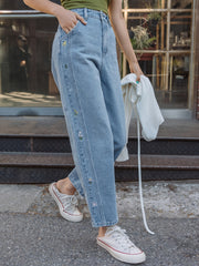 Floral Embroidered Straight Jeans Women's Denim Pants