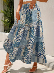 Floral Print High Waist Midi Skirt