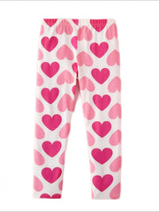 3pcs Girls Heart Print Leggings Breathable Casual Pants For Kids