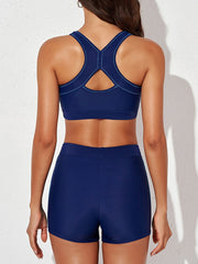 Colorblock Tankini Sets High Stretch Boxer Short Bottom Swimsuit