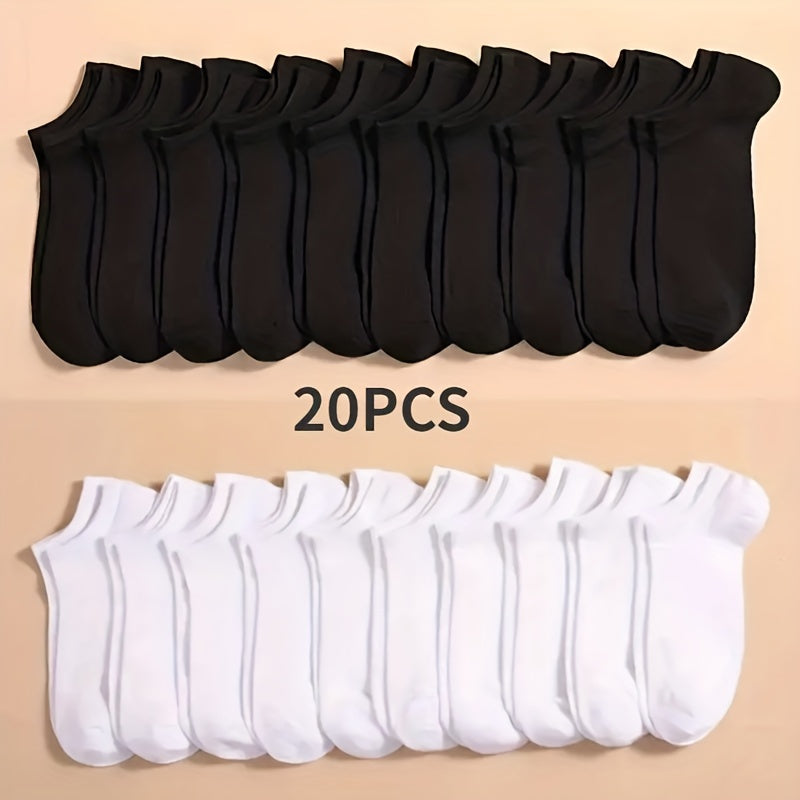 10 Pairs Unisex Solid Lightweight Ankle Socks Women's Stockings & Hosiery