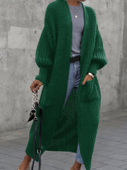Solid Lantern Sleeve Open Cardigan
