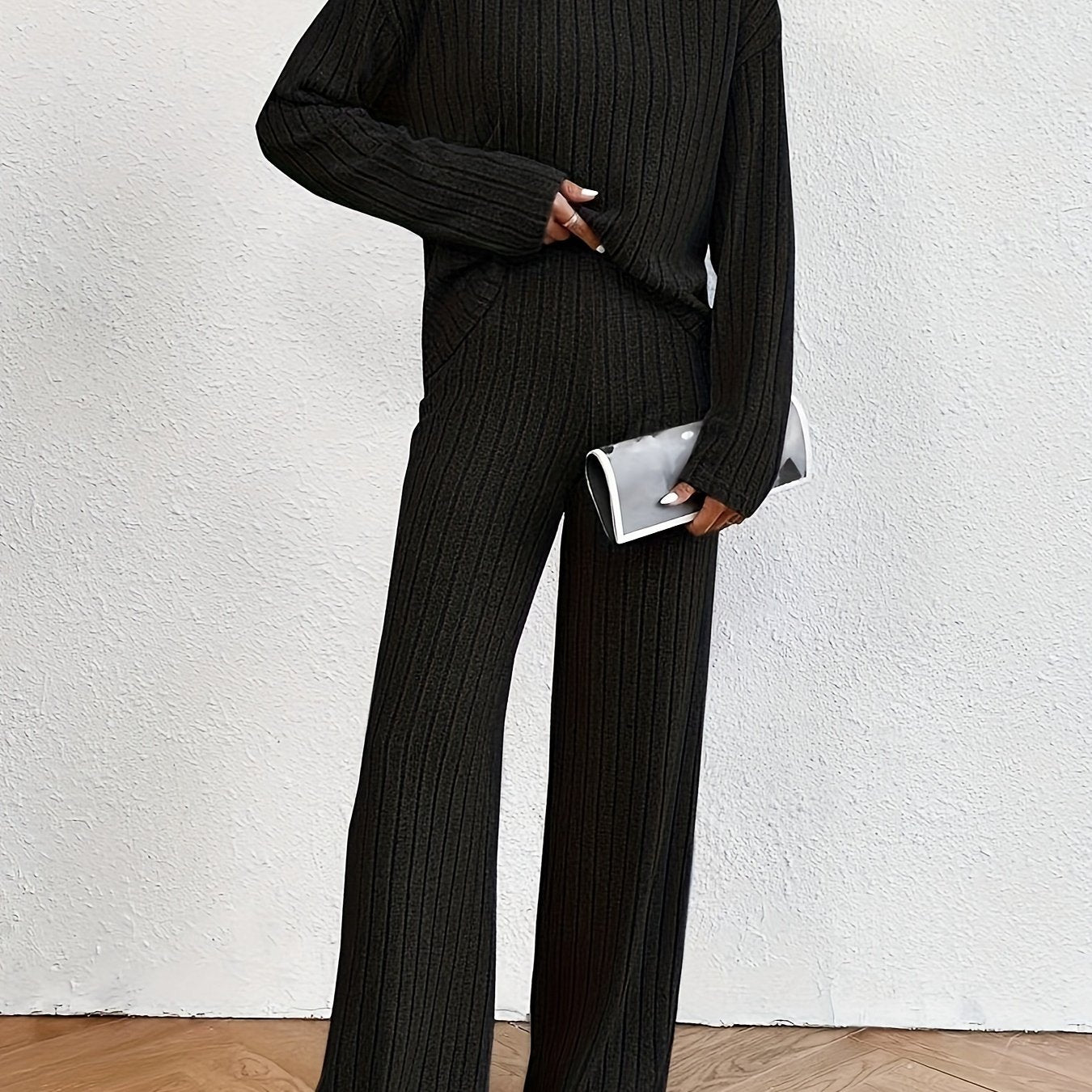 Ribbed Long Sleeve Top & Pants Set