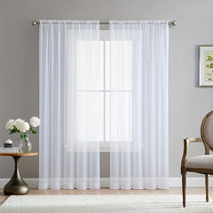 2 Panels Chiffon Sheer Curtains for Bedroom & Living Room