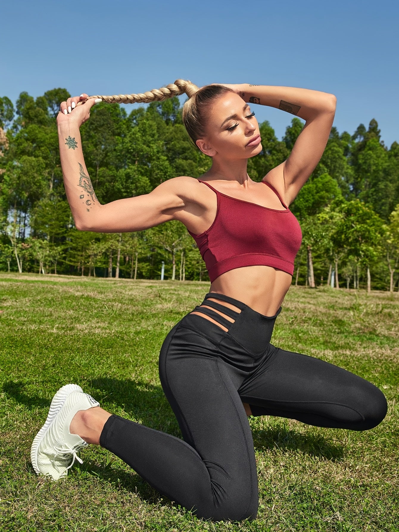 Cutout Waist Yoga Pants High Stretch Running Leggings