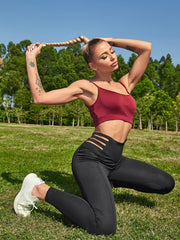 Cutout Waist Yoga Pants High Stretch Running Leggings