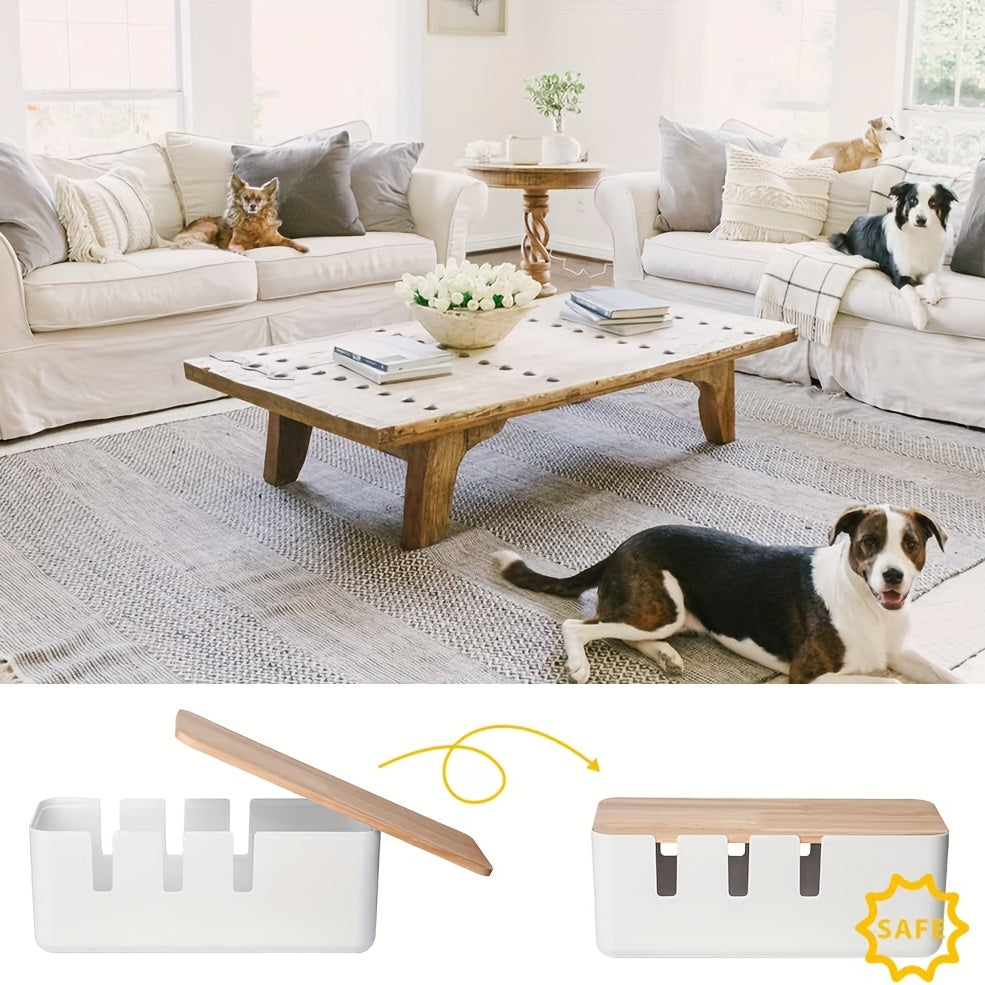 Wooden Cable Management Box Organizer