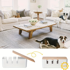 Wooden Cable Management Box Organizer