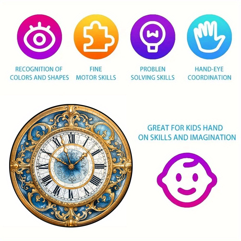 Wooden Round Time Puzzle Christmas Birthday Gift Game