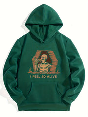 Skeleton Pattern Smart Hoodie for Girls Halloween Party Long Sleeve Top