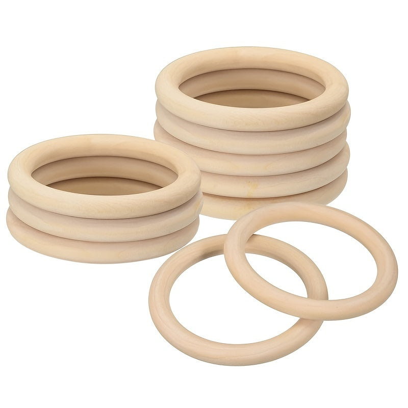10pcs 90mm Natural Wood Rings Smooth Wooden Circles DIY Crafting