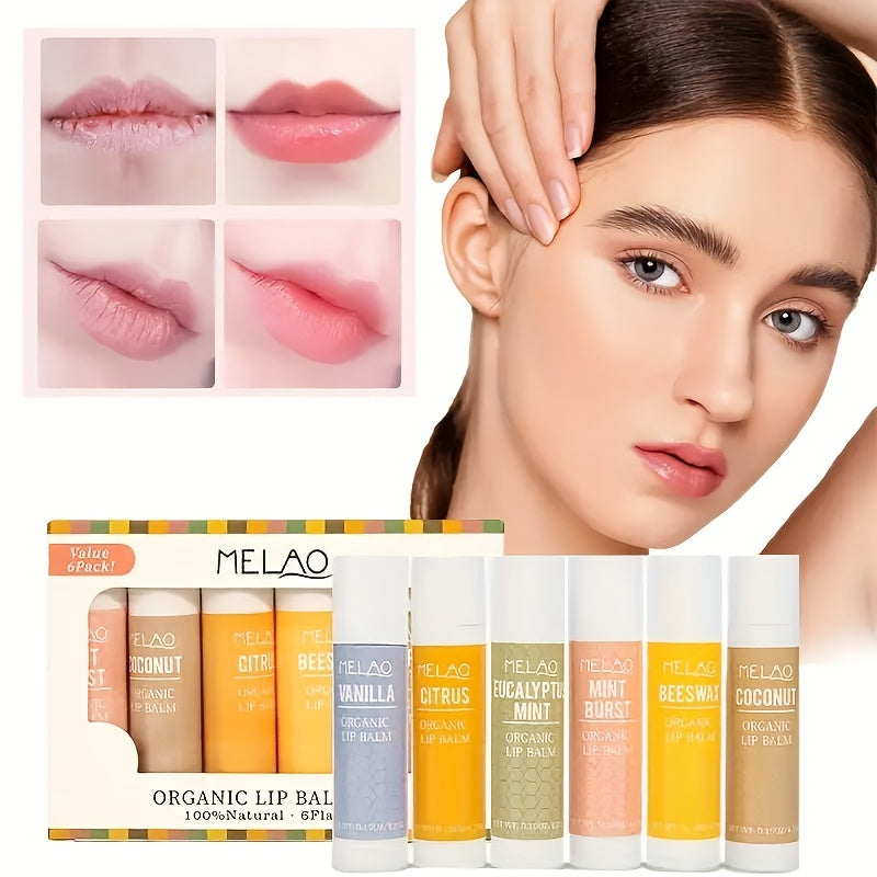 6 Pack Unisex Lip Balm Set for Soothing Repairing Smoothing