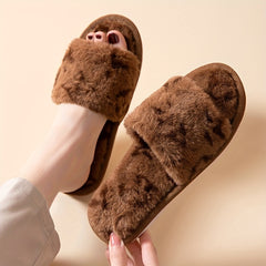 Women's Plush Round Toe Slip On Slippers