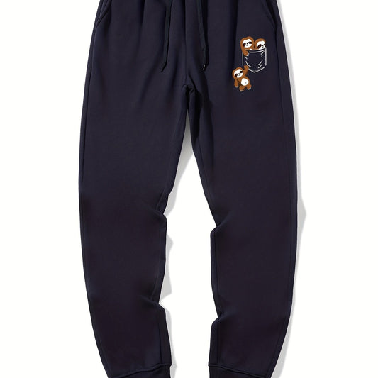 Sloth In Pocket Graphic Drawstring Joggers Men's Sweatpants
