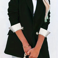 Solid Buttons Blazer Casual Lapel Long Sleeve Work Office Outerwear