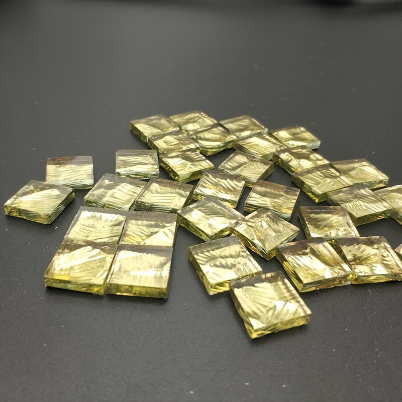 60pcs Light Golden Glass Mosaic Tile 0.591x0.591inch for DIY Art Projects
