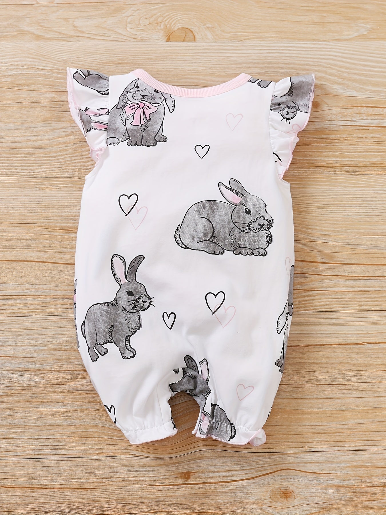Comfy Hedgehog Print Flutter Sleeve Baby Girls Jumpsuit