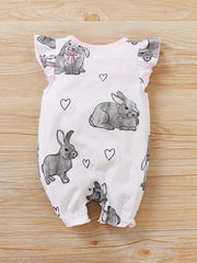 Easter Bunny Graphic Cotton Romper Jumpsuit