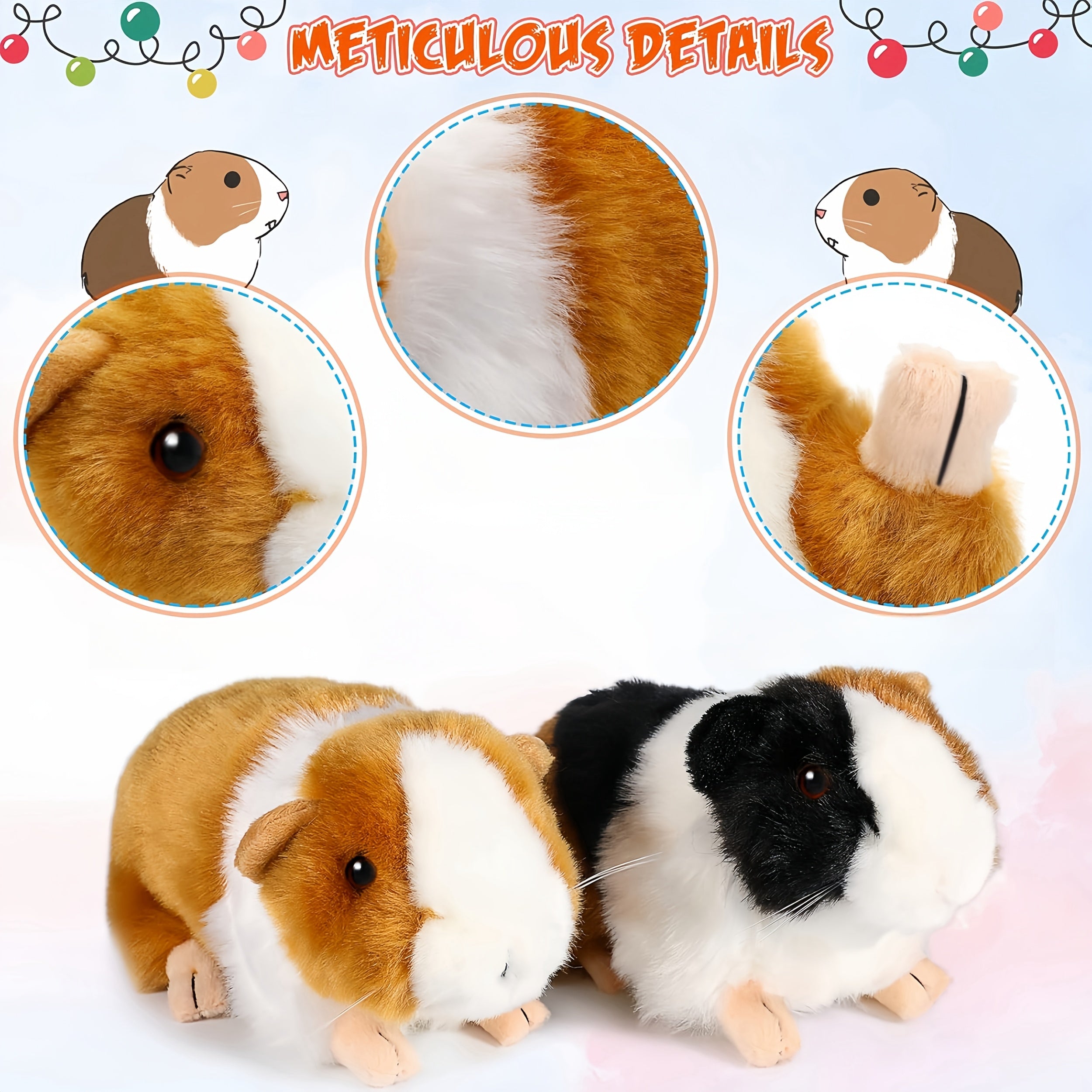 Guinea Pig Plush Toy Soft Stuffed Animal Fluffy Fur Realistic