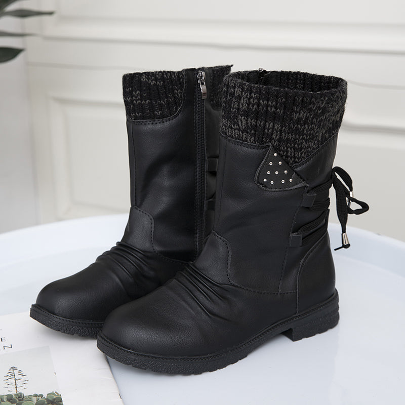 Women's Chunky Heeled Mid Calf Boots Western Cowboy Boots