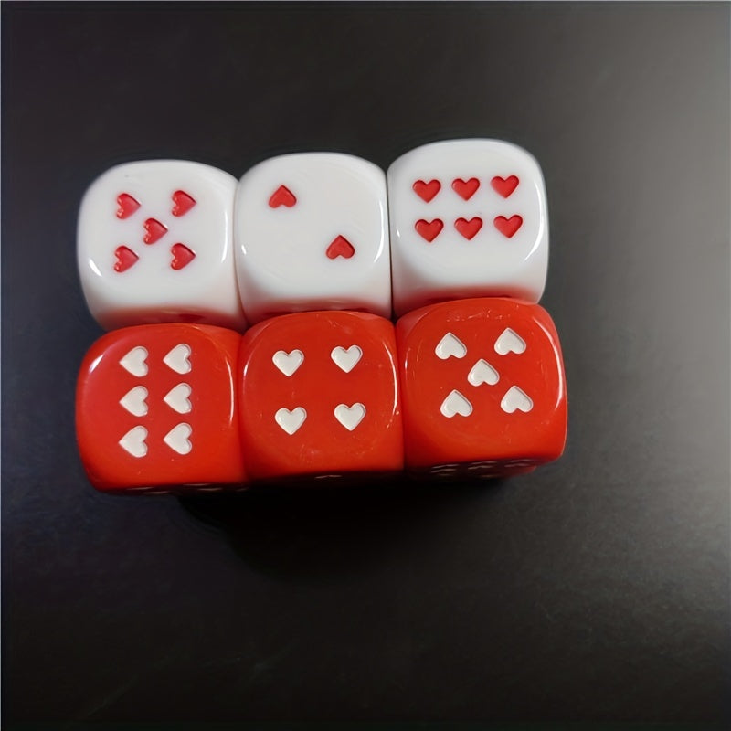 Red Heart Shaped Dice Acrylic 6 Sides Round Dice