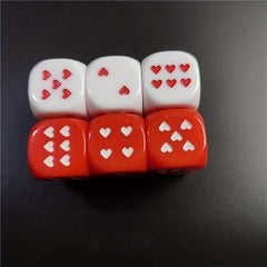 Red Heart Shaped Dice Acrylic 6 Sides Round Dice