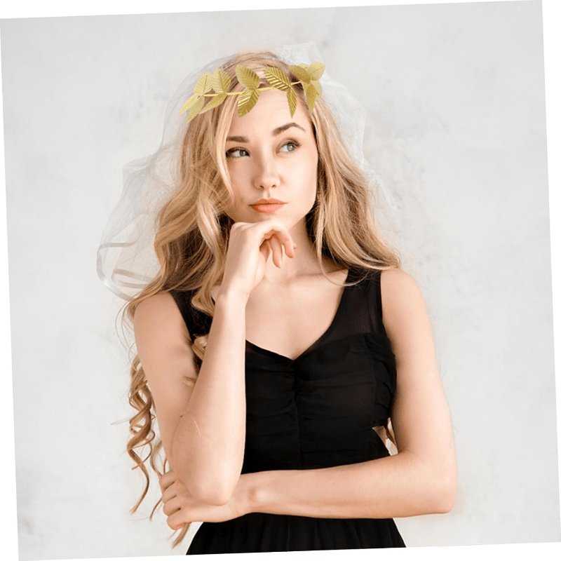 Golden Leaf Roman Wreath for Women Plastic Party Decoration