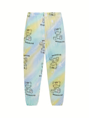Boys 2pcs Pajamas Bear Print Long Sleeve Top & Pants Set