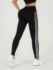 Women's Striped High Waist Leggings for Workout Running