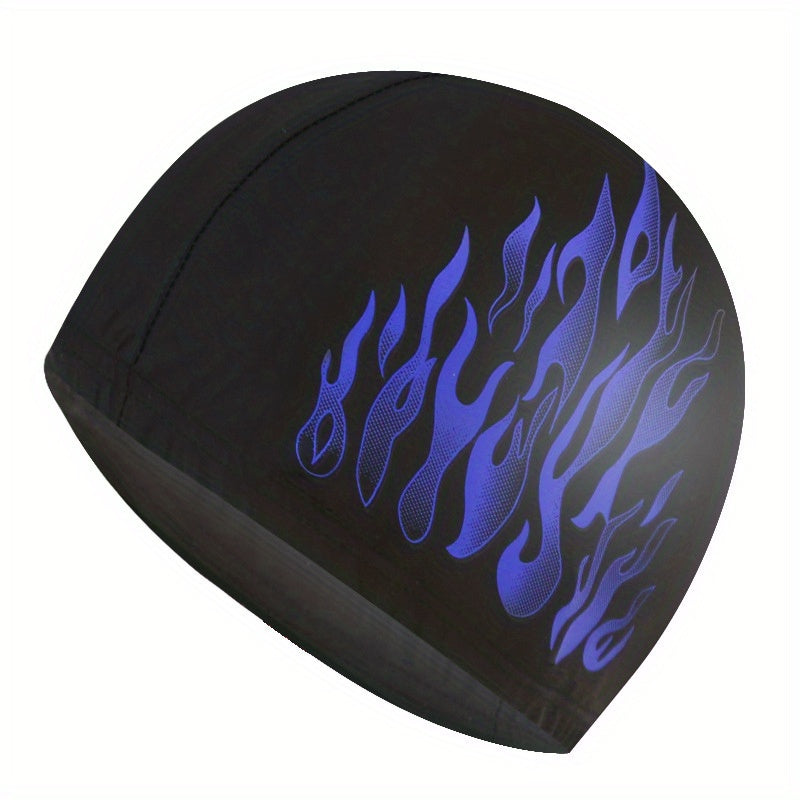 Flame Print Elastic Swim Cap for Long Hair