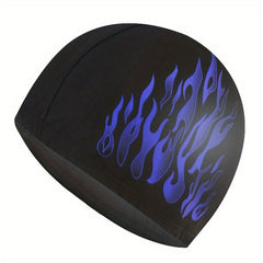 Flame Print Elastic Swim Cap for Long Hair