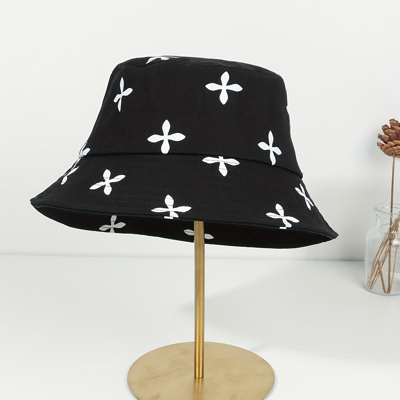 Floral Print Bucket Hat Wide Brim Sun Hat for Women