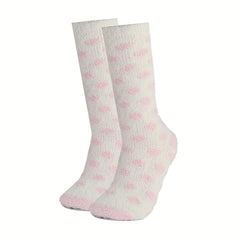 Polka Dot & Striped Fuzzy Socks Mid Tube Socks Women's Stockings