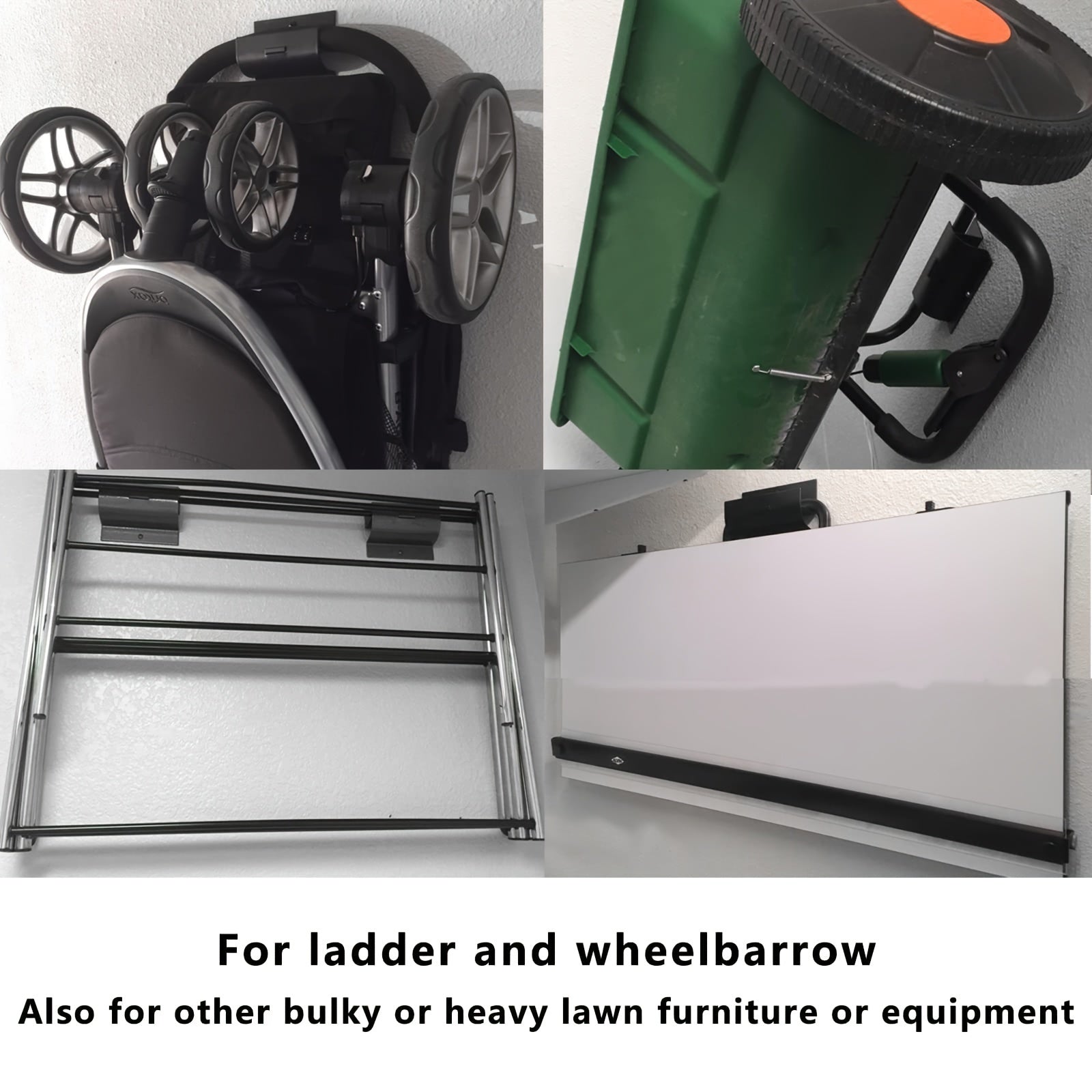Garage Storage Rack Heavy Duty Ladder Hook Wall Mounted Stainless Steel
