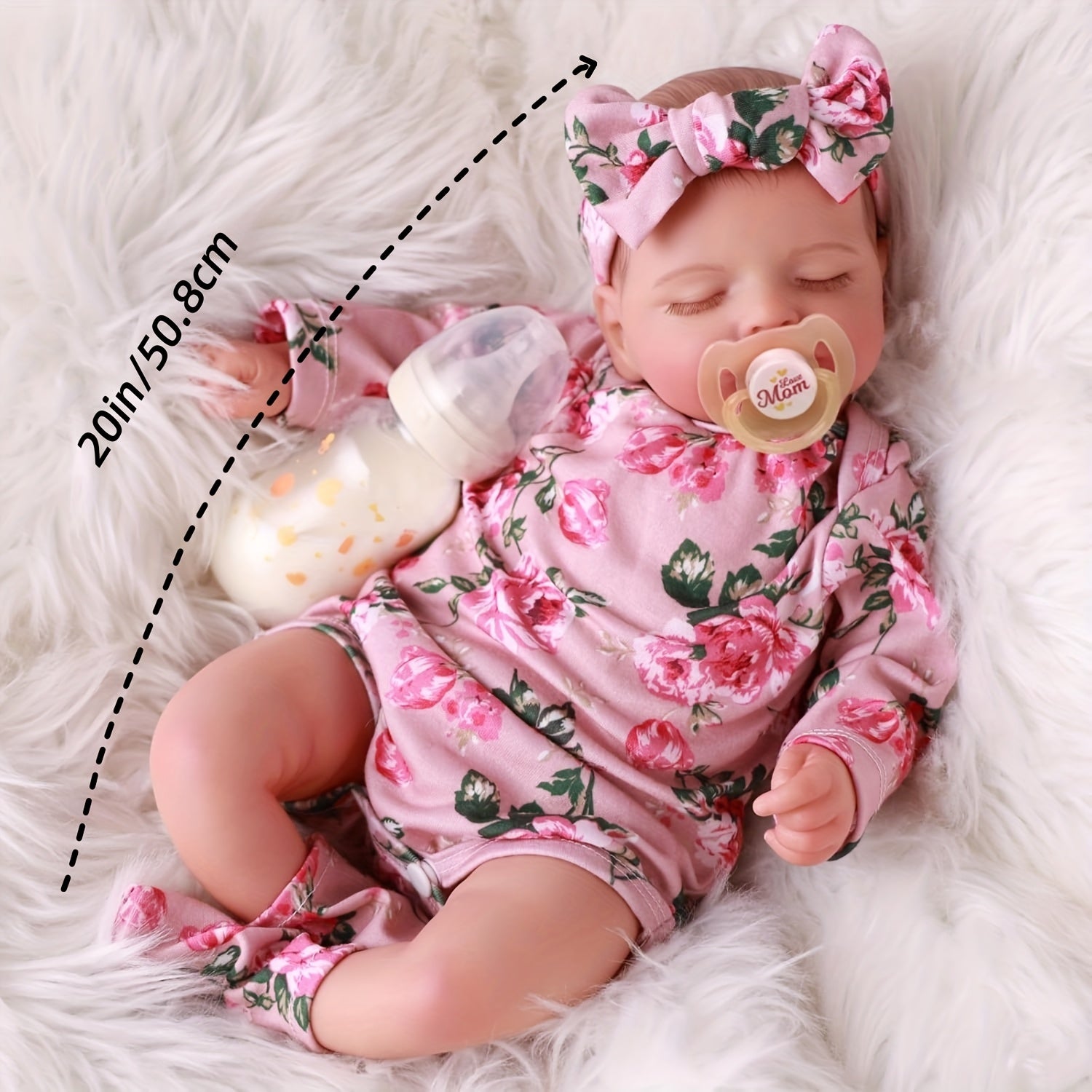 20 Inch Reborn Baby Doll Anime Themed Vinyl Sleeping Newborn with Accessories