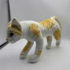 Yellow Striped Cartoon Cat Plush Toy with Green Eyes